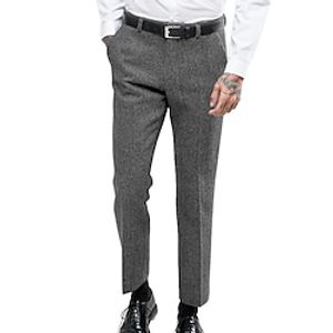 Men's Dress Pants Winter Pants Trousers Suit Pants Tweed Pants Pocket Plain Comfort Breathable Outdoor Daily Going out Fashion Casual Black Brown Lightinthebox