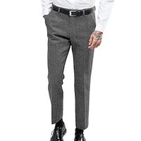 Men's Dress Pants Winter Pants Trousers Suit Pants Tweed Pants Pocket Plain Comfort Breathable Outdoor Daily Going out Fashion Casual Black Brown Lightinthebox - thumbnail