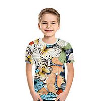 Kids Boys' T shirt Tee Short Sleeve Butterfly 3D Print Animal Blue Children Tops Summer Active Daily Wear Regular Fit 3-12 Years miniinthebox - thumbnail