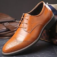 Men's Oxfords Formal Shoes Brogue Business Casual Daily Office  Career Faux Leather Comfortable Wear Resistance Black Yellow Brown Summer Spring Fall miniinthebox - thumbnail