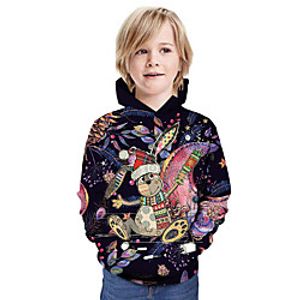 Kids Boys' Hoodie  Sweatshirt Long Sleeve Rabbit 3D Print Floral Animal Print White Purple Children Tops Summer Active Daily Wear Regular Fit 3-13 Years Lightinthebox
