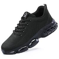 Men's Sneakers Safety Shoe Boots Safety Shoes Outdoor Office  Career Tissage Volant Breathable Comfortable Lace-up Black Spring Fall Lightinthebox - thumbnail