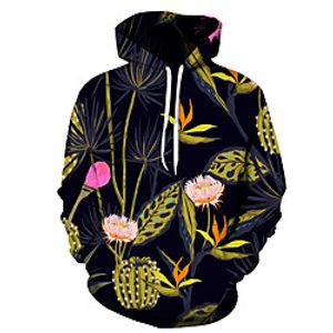 Men's Unisex Plus Size Pullover Hoodie Sweatshirt Graphic Prints Flower Print Hooded Casual Daily Holiday 3D Print Basic Designer Hoodies Sweatshirts  Long Sleeve Blue Green Navy Blue miniinthebox