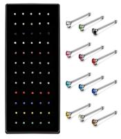 60 Pcs Stainless Steel Nose Studs Rings Piercing Pin Body Jewelry 1.8mm