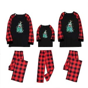 Family Christmas Pajamas Graphic Plaid Home Ruched LXA star-Figure 6 LXA star-Figure 3 LXA star-Figure 4 Long Sleeve Mommy And Me Outfits Active Matching Outfits Lightinthebox