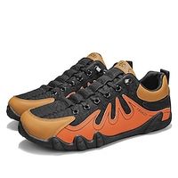 Men's Sneakers Comfort Shoes Casual PU Slip Resistant Elastic Band Orange / Black Khaki Beige Fall Lightinthebox