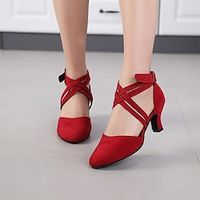 Women's Modern Shoes Party Evening Prom Practice Comfort Shoes Heel Solid Color High Heel Round Toe Buckle Adults' Red Lightinthebox - thumbnail