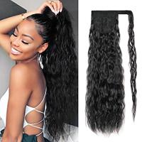 Corn Wave Ponytail Extension Wrap Around Long Curly Wavy Pony Tail Extension Synthetic Black Ponytails Hairpiece for Women Girls Lightinthebox