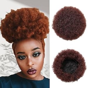 chignons Hair Bun Synthetic Hair Hair Piece Hair Extension Afro Curly Water Wave New Year Daily Daily Wear Dark Brown#2 Lightinthebox