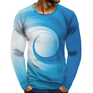 Men's T shirt 3D Print Graphic 3D Plus Size Print Long Sleeve Daily Tops Elegant Exaggerated Blue miniinthebox