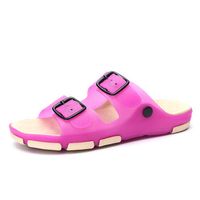 Big Size Double Buckle Color Match Slippers Comfortable Slip On Sandals