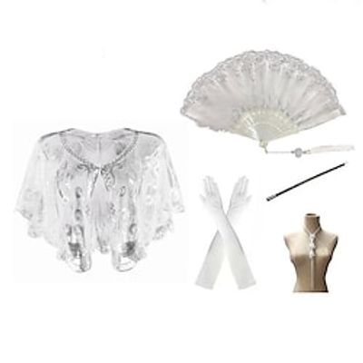 Women's 5 Pcs Accessories Set 1920s The Great Gatsby Sequin Shawls Cloak Feather Fans Gloves Pearl Accessories Cigarette Stick Lightinthebox Women's 5 Pcs Accessories Set 1920s The Great Gatsby Sequin Shawls Cloak Feather Fans Gloves Pearl Accessories Cigarette Stick Lightinthebox