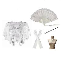 Women's 5 Pcs Accessories Set 1920s The Great Gatsby Sequin Shawls Cloak Feather Fans Gloves Pearl Accessories Cigarette Stick miniinthebox - thumbnail