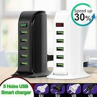 5ports Multi-USB Charging Station Hub Base Smart Digital Display Charger Lightinthebox - thumbnail