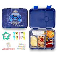 Eazy Kids 5 & 4 Convertible Bento Lunch Box With Sandwich Cutter Set - Eat Sleep Game