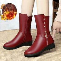 Women's Boots Snow Boots Outdoor Daily Fleece Lined Mid Calf Boots Winter Flat Heel Round Toe Fashion Comfort Minimalism Faux Leather Zipper Solid Color Black Red Lightinthebox Women's Boots Snow Boots Outdoor Daily Fleece Lined Mid Calf Boots Winter Flat Heel Round Toe Fashion Comfort Minimalism Faux Leather Zipper Solid Color Black Red Lightinthebox