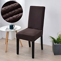Stretch Kitchen Chair Cover Slipcover Square Jacquard for Dinning Party Deep Brown Soft Comfortable Firm Elegant Chairs Covers Lightinthebox - thumbnail