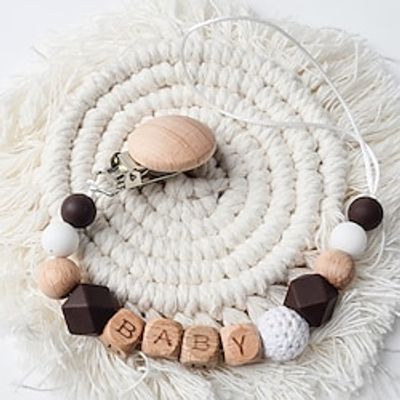 Silicone Pacifier Clips for Boys and Girls Baby Binky Holder Clips Pacifier Strap Lanyard Chain  Wooden Teething Toy with One Piece Design Fit All Teethers Toys Neutral Lightinthebox