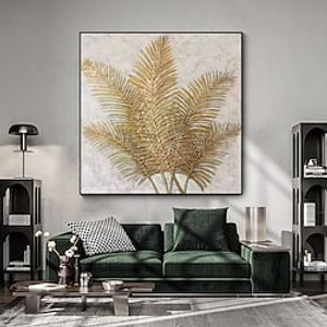 Wall Art Golden Leaf Plant Canvas Painting 100% Handpainted Decoration Picture Artwork Home Decor miniinthebox