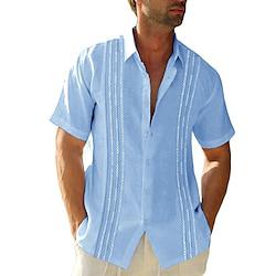 Men's Shirt Button Up Shirt Casual Shirt Summer Shirt Beach Shirt Black Blue Army Green Dark Blue Gray Short Sleeve Plain Turndown Hawaiian Holiday Clothing Apparel Fashion Casual Comfortable Lightinthebox