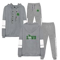 Men's Matching Sets Black Hoodie Sweatshirt Joggers Pants Trousers Sets Long Sleeve Hooded Casual Daily St. Patrick's Day Four Leaf Clover Drawstring Elastic Waist 65% Cotton Spring   Fall Lightinthebox - thumbnail