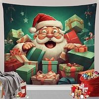 Santa Claus Gift Reindeer Hanging Tapestry Wall Art Xmas Large Tapestry Mural Decor Photograph Backdrop Blanket Curtain Home Bedroom Living Room Decoration Lightinthebox - thumbnail
