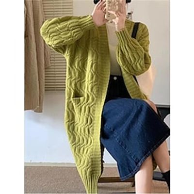 Women's Cardigan Sweater Open Front Cable Knit Polyester Pocket Fall Winter Regular Outdoor Daily Going out Stylish Casual Soft Long Sleeve Solid Color Black Orange Green One-Size miniinthebox Women's Cardigan Sweater Open Front Cable Knit Polyester Pocket Fall Winter Regular Outdoor Daily Going out Stylish Casual Soft Long Sleeve Solid Color Black Orange Green One-Size miniinthebox