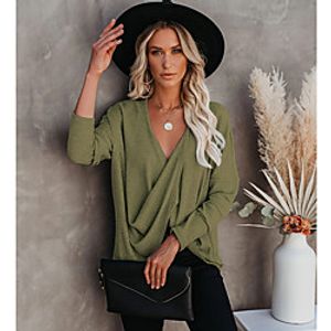 LITB Basic Women's Cross V NeckBlouseLong Sleeve Top Solid Color Daily Basic Wear miniinthebox