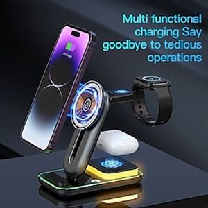 4 in 1 Magnetic Wireless Charger Stand For iPhone 12 13 14 ProMax Apple Watch 15W Fast Charging for Airpods Pro 3 2 iWatch 8 7 6 miniinthebox