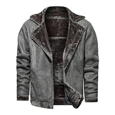 Men's Jacket Short Zipper Pocket Zip Front Coat Gray Brown Casual Street Fall Zipper Turndown Regular Fit L XL XXL 3XL 4XL / Winter / Long Sleeve miniinthebox