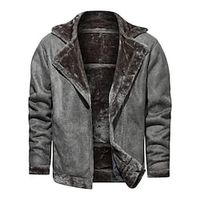 Men's Jacket Short Zipper Pocket Zip Front Coat Gray Brown Casual Street Fall Zipper Turndown Regular Fit L XL XXL 3XL 4XL / Winter / Long Sleeve miniinthebox - thumbnail