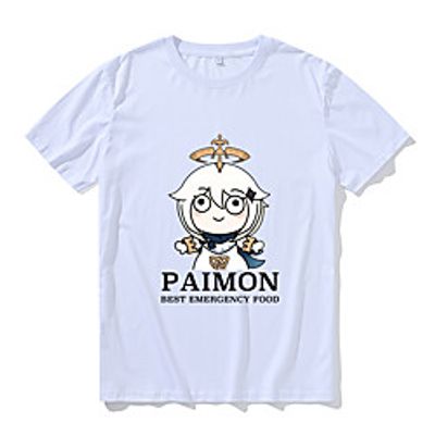 Inspired by Genshin Impact Paimon Anime Cartoon Pure Cotton Anime Harajuku Graphic Kawaii T-shirt For Women's  Men's  Couple's Lightinthebox