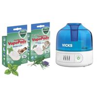 Vicks Ultrasonic Cool Mist Humidifier Blue and White, 9VUL 505E1V1