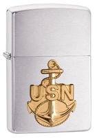 Zippo 280ANC Navy Brass Anchor Emblem On Chrome Lighter - thumbnail