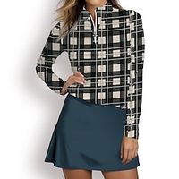 Women's Polo Shirt Golf Shirt Breathable Quick Dry Moisture Wicking Long Sleeve Golf Apparel Golf Clothes Regular Fit Zipper Stand Collar Plaid Spring Autumn Tennis Golf Pickleball miniinthebox - thumbnail