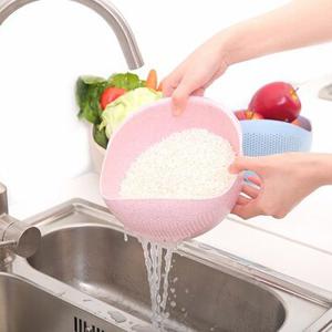 Vegetable Basin Wash Rice Sieve Thickening Wheat Straw Clean Rice Machine Fruit Bowl Basket Kitchen