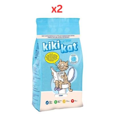 Kiki Kat White Bentonite Clumping Cat Litter - Cleany - 10 L (Pack of 2)