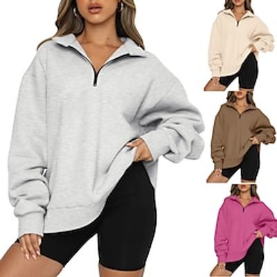 Womens Oversized Sweatshirts Hoodies Half Zip Pullover Fall Fashion Outfits 2023 Y2k Clothes miniinthebox