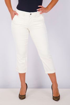 Womens Rosabel Skinny Capri Cuffed Pants White Womens Rosabel Skinny Capri Cuffed Pants White