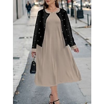 Women's Plus Size Curve Casual Dress Dress Set Two Piece Dress Graphic Midi Dress Long Sleeve Print Crew Neck Fashion Outdoor White Blue Fall Winter L XL XXL 3XL 4XL Lightinthebox Women's Plus Size Curve Casual Dress Dress Set Two Piece Dress Graphic Midi Dress Long Sleeve Print Crew Neck Fashion Outdoor White Blue Fall Winter L XL XXL 3XL 4XL Lightinthebox