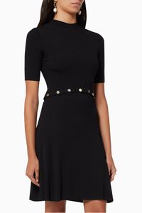 Rosalie Ribbed Knit Dress with Buttons