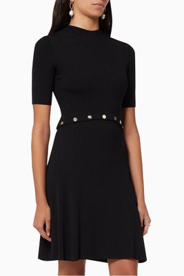 Rosalie Ribbed Knit Dress with Buttons