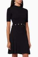 Rosalie Ribbed Knit Dress with Buttons - thumbnail