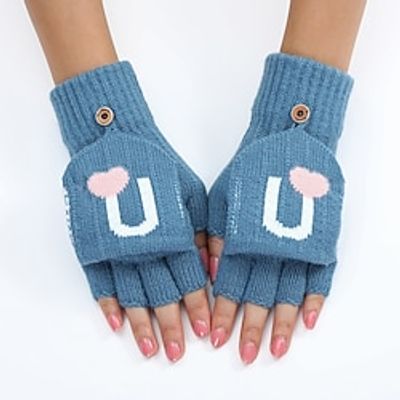 Women's Convertible Fingerless Gloves Mittens Daily Holiday Solid  Plain Color Polyester Knit Simple Warm 1 Pair Lightinthebox