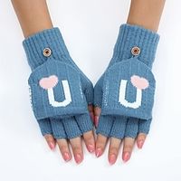 Women's Convertible Fingerless Gloves Mittens Daily Holiday Solid  Plain Color Polyester Knit Simple Warm 1 Pair Lightinthebox - thumbnail