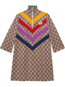 Gucci chevron-striped GG-print dress - NEUTRALS