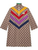 Gucci chevron-striped GG-print dress - NEUTRALS