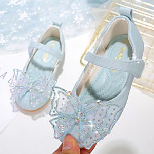 Girls' Flats Flower Girl Shoes Princess Shoes School Shoes Rubber PU Little Kids(4-7ys) Big Kids(7years ) Daily Party  Evening Walking Shoes Rhinestone Bowknot Sparkling Glitter White Blue Pink miniinthebox