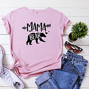 Women's T shirt Graphic Text Letter Print Round Neck Basic Tops 100% Cotton White Black Yellow miniinthebox