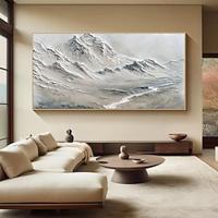 Abstract Snowy Mountain painting hand painted Canvas Art oil painting handmade Mountain Peaks Oil Painting on Canvas Large Black and White oil painting Wall Art painting for Office Bedroom Decor Lightinthebox